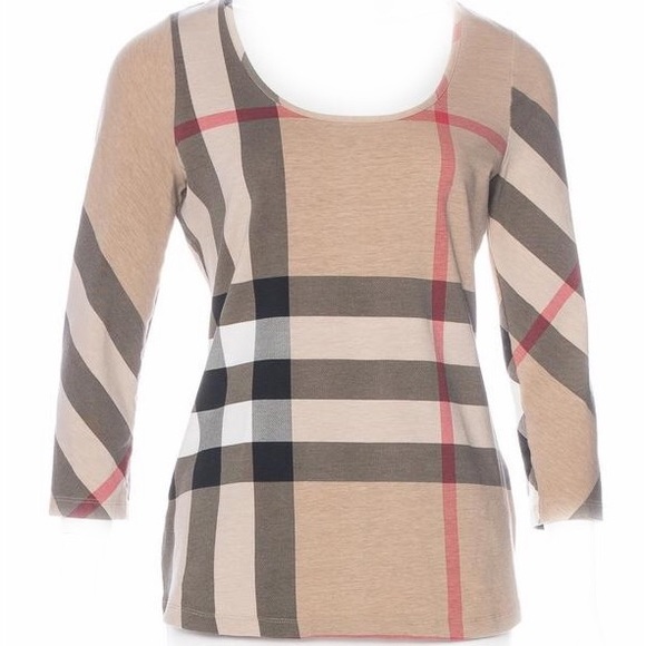 Burberry Tops - 🦚Burberry Brit Nova Plaid Scoop Neck LS Top!